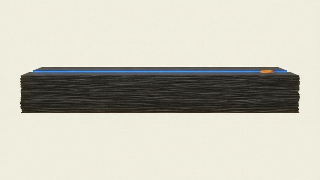 A thin translucent layer resting on a massive frozen slab of model weights