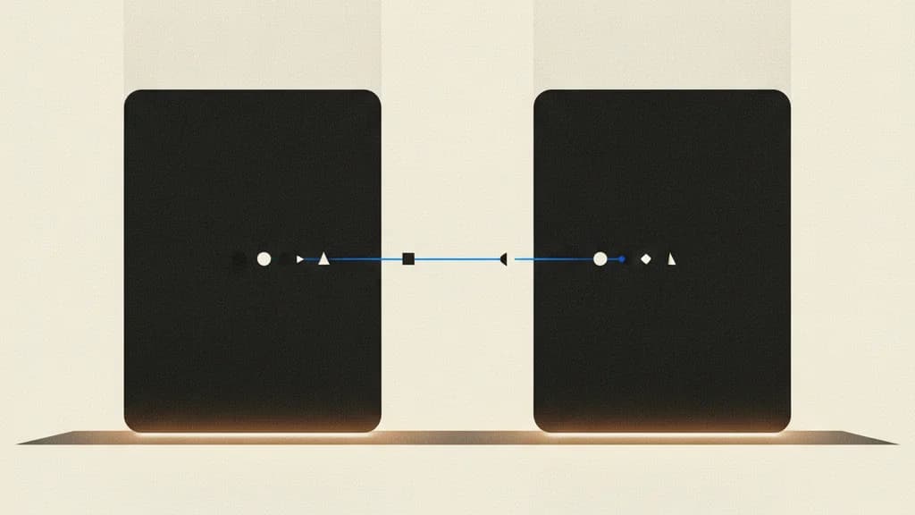 Two vault doors facing each other across a narrow illuminated ledger channel