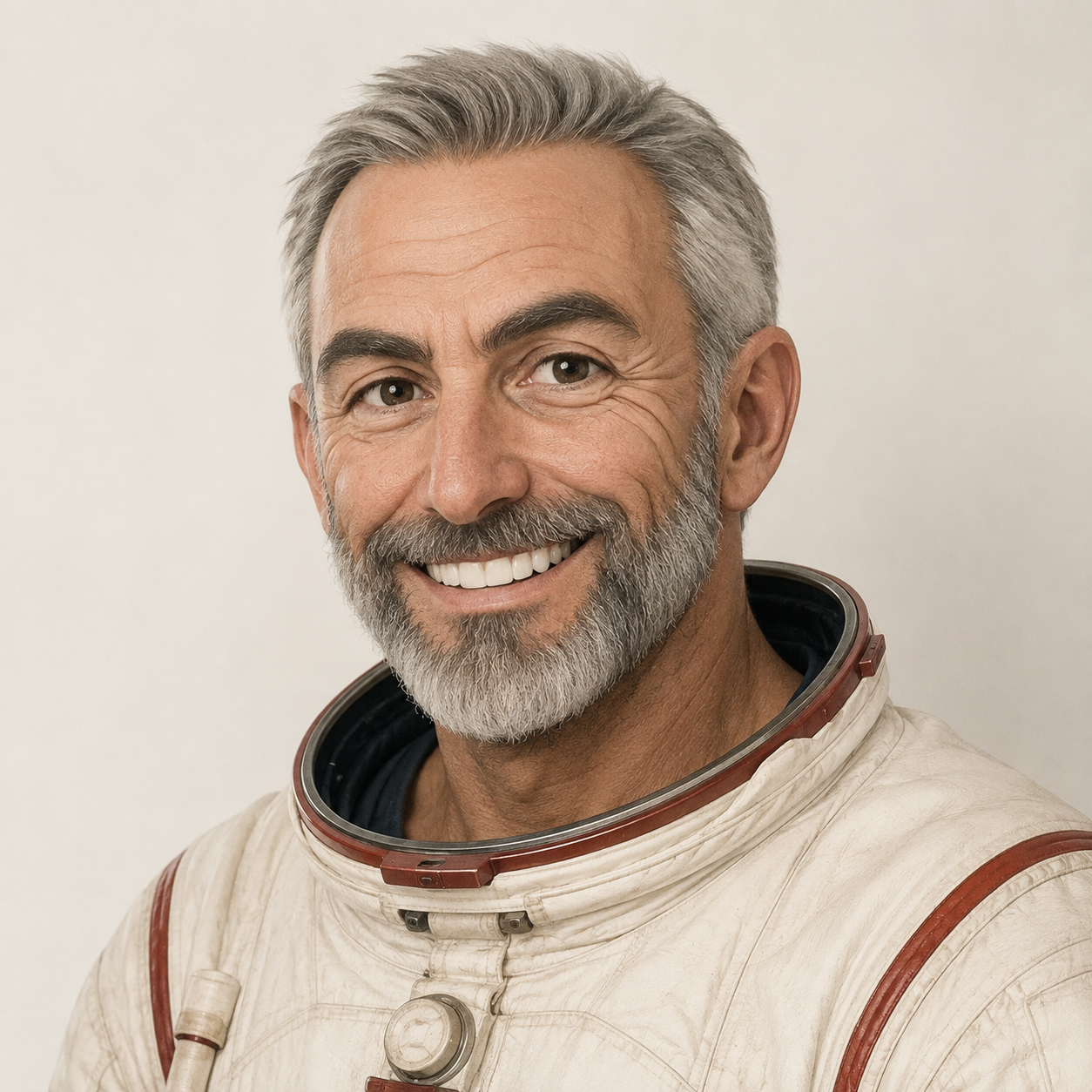 Eric Boustani in an astronaut-inspired suit, an AI-edited portrait